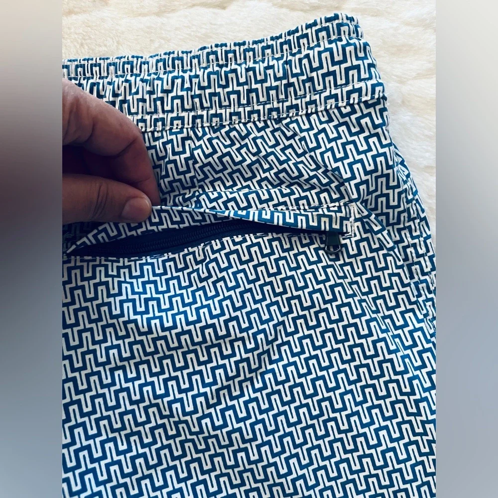 J Crew Swim Shorts Blue and White Geometric print size 32